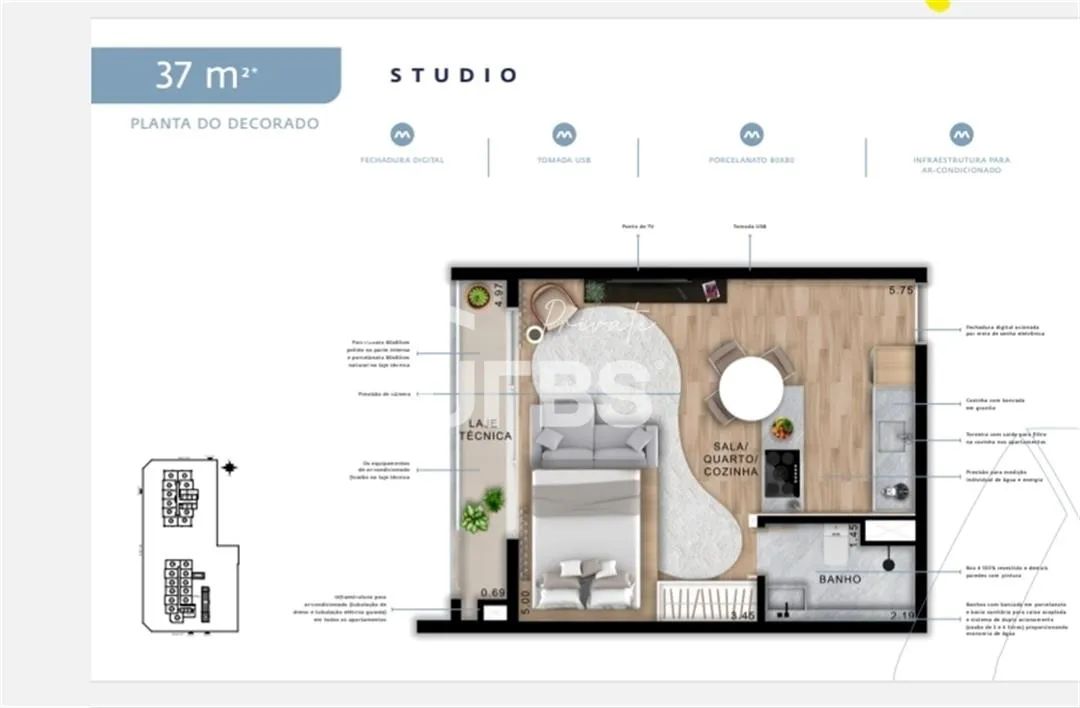Stúdio Metropolitan Bueno 35 m2 R$ 434 mil - Foto 3
