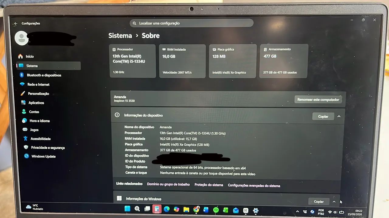 Notebook Dell Inspiron 15 3530 i5 16gb 512gb ssd - Foto 2