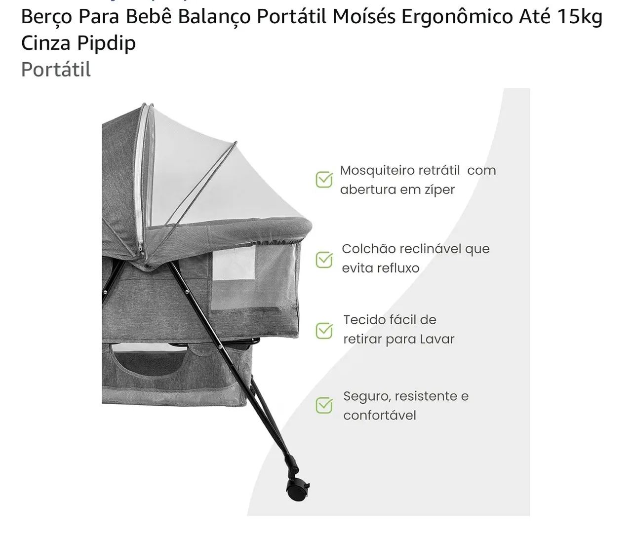 BERÇO PORTÁTIL com balanço 