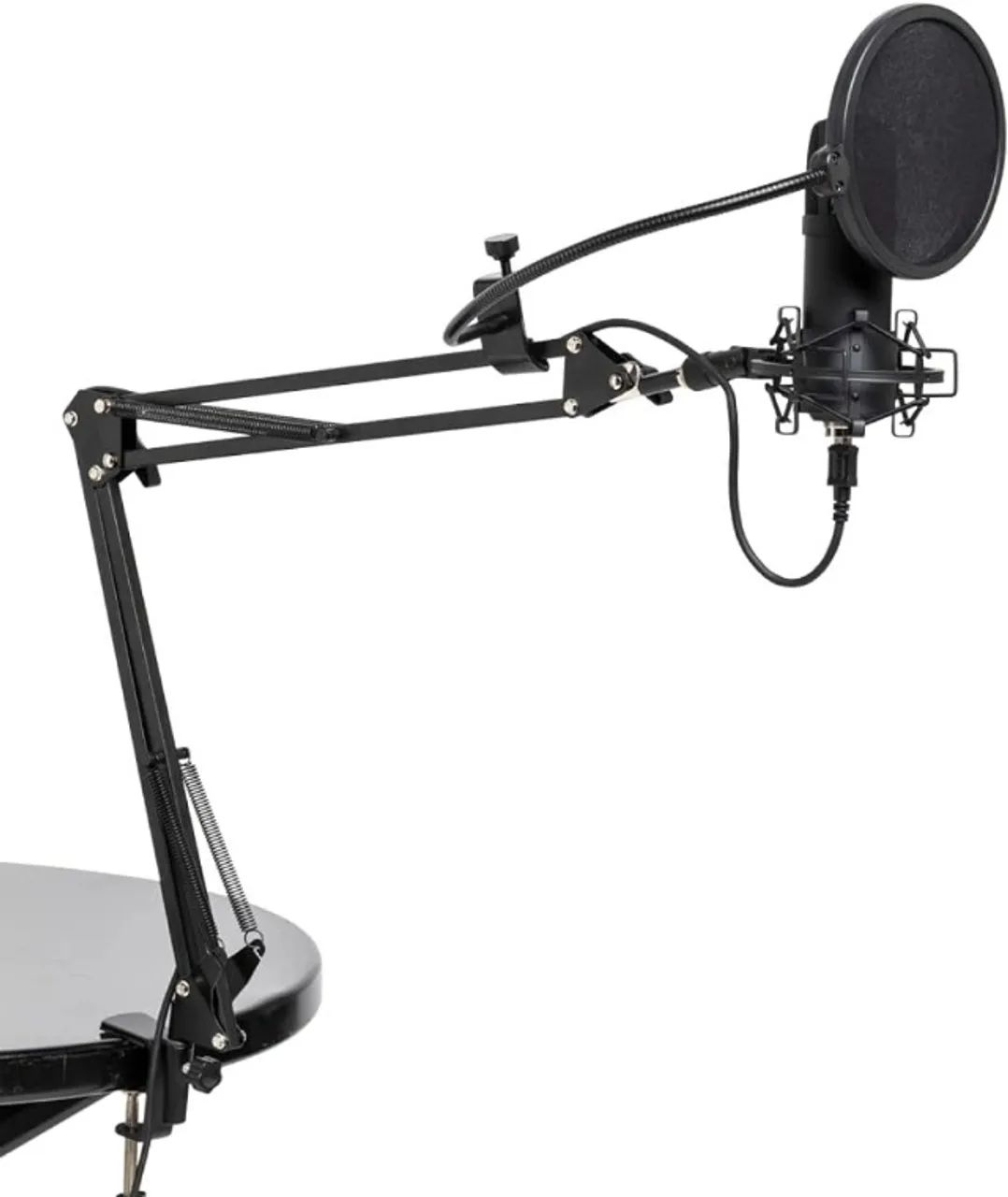 Microfone Condensador com Pedestal Suporte Filtro Cabo USB Live Reunião Gravação Musical - Foto 3