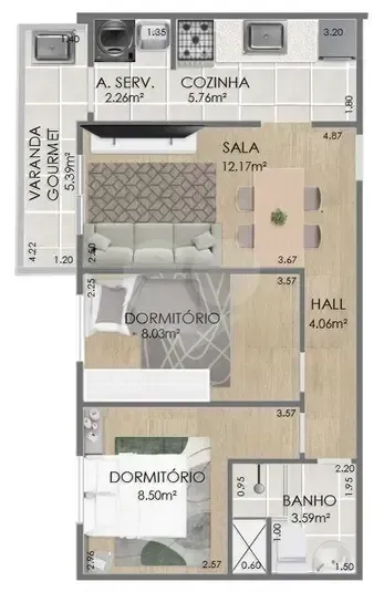PLANTA 56m²