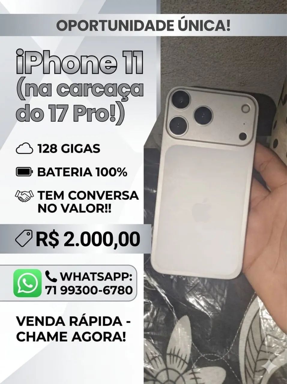 iPhone 11 na carcaça do 17 pro 