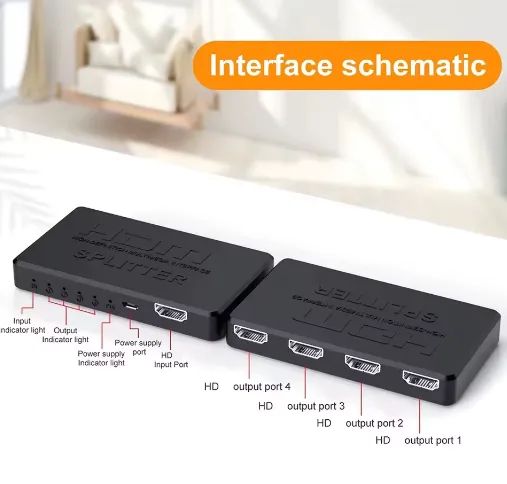 Divisor compatível com hdmi 4k 2k, 1 em 4 saídas
