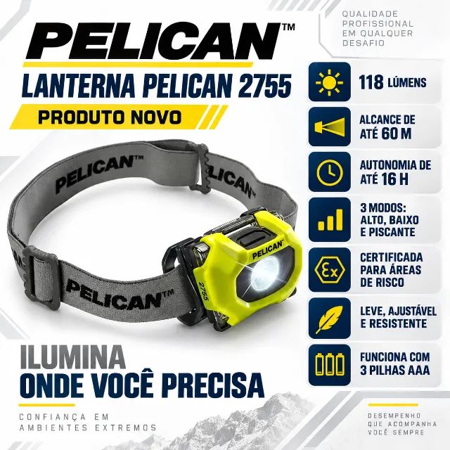 Lanterna de Cabeça Pelican 2755 LED - Produto Novo