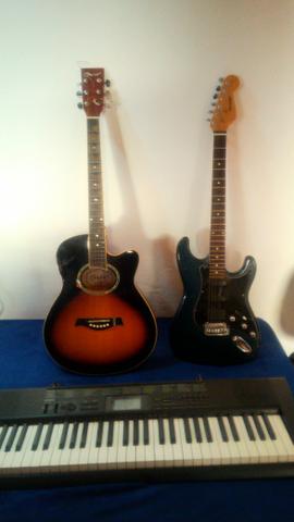 Teclado, guitarra e violão