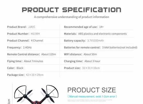 Drone Jjrc H11wh Quad Câmera Fpv Wifi Celular Altitude Hold - Foto 4