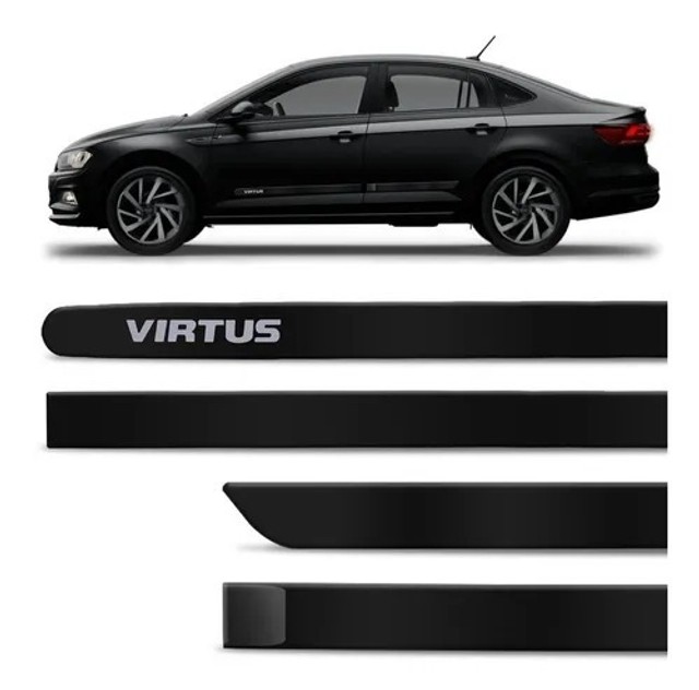 Jogo De Friso Lateral Volkswagen Virtus 2018 à 2019 - Preto Ninja