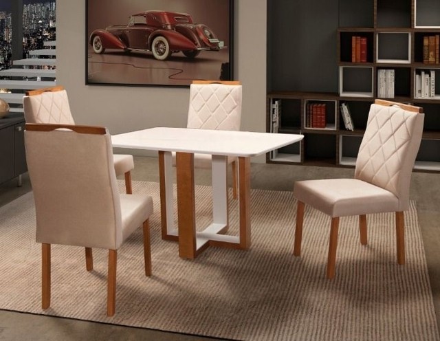Sala Mesa jantar tampo de vidro com 4 cadeiras  - Foto 3