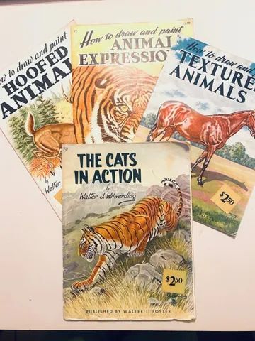 Coleção de 4 Revistas de Como Desenhar e Pintar usadas, em inglês Ver Desc