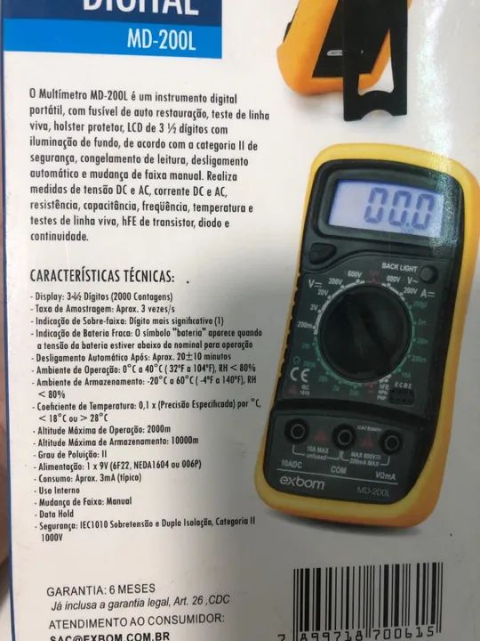 Multímetro Digital Exbom MD-200L - Foto 3