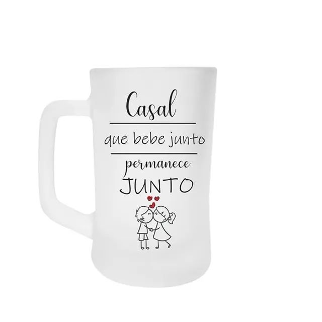 Caneca de ChoppVidro Jateada Personalizada 475 ML - Foto 4