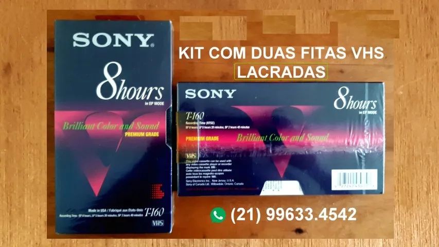 Fitas VHS Sony T 160 - lacradas -  kit com duas peças 