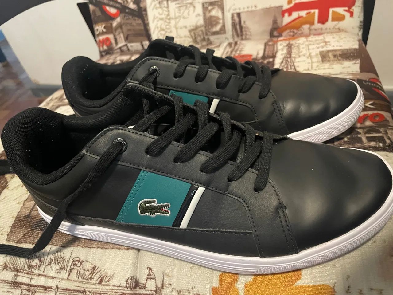 Tênis Lacoste Preto com Detalhes Verde original 