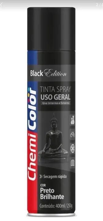 Tinta Spray Chemicolor preto brilhante 400ml kit /6und  - Foto 3