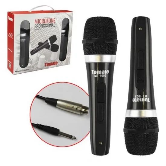 Microfone Com Fio Duplo Profissional Metal Mt-1003 - Tomate Loja Coimbra Computadores  - Foto 6
