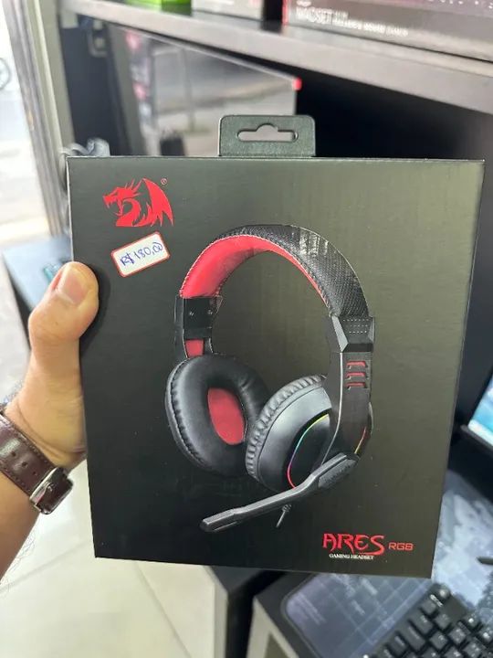 Headset Gamer Redragon Ares Preto e Vermelho P2 com Microfone - H120 - Foto 4