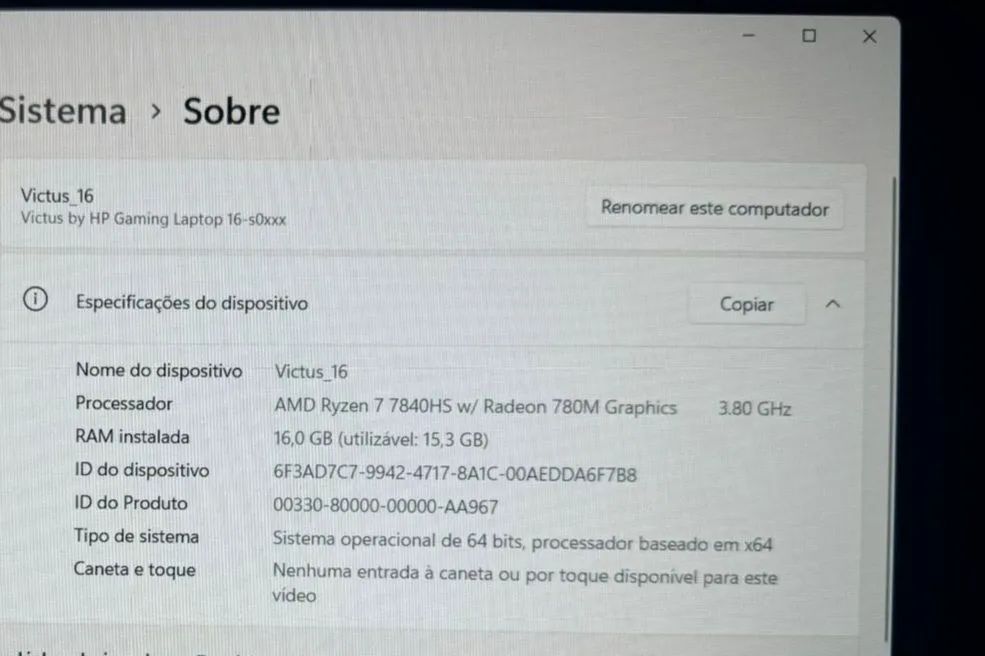 NOTBOOK GAMER HP VICTUS 16