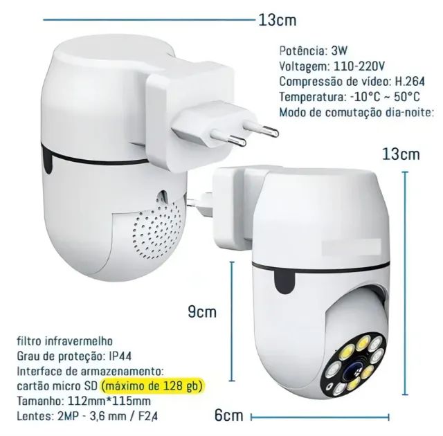 Câmera De Segurança Full Hd Com Visão Noturna Direto Na Tomada - Foto 2