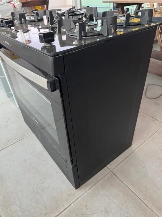 Fogao 5 Bocas Atlas Agile Up Glass Com Mesa De Vidro E Acendimento Automatico