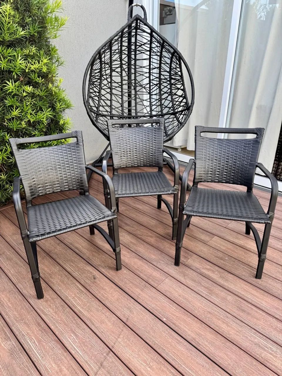 Cadeira de Jardim em Rattan Sintético Preto 420 cada - Foto 2