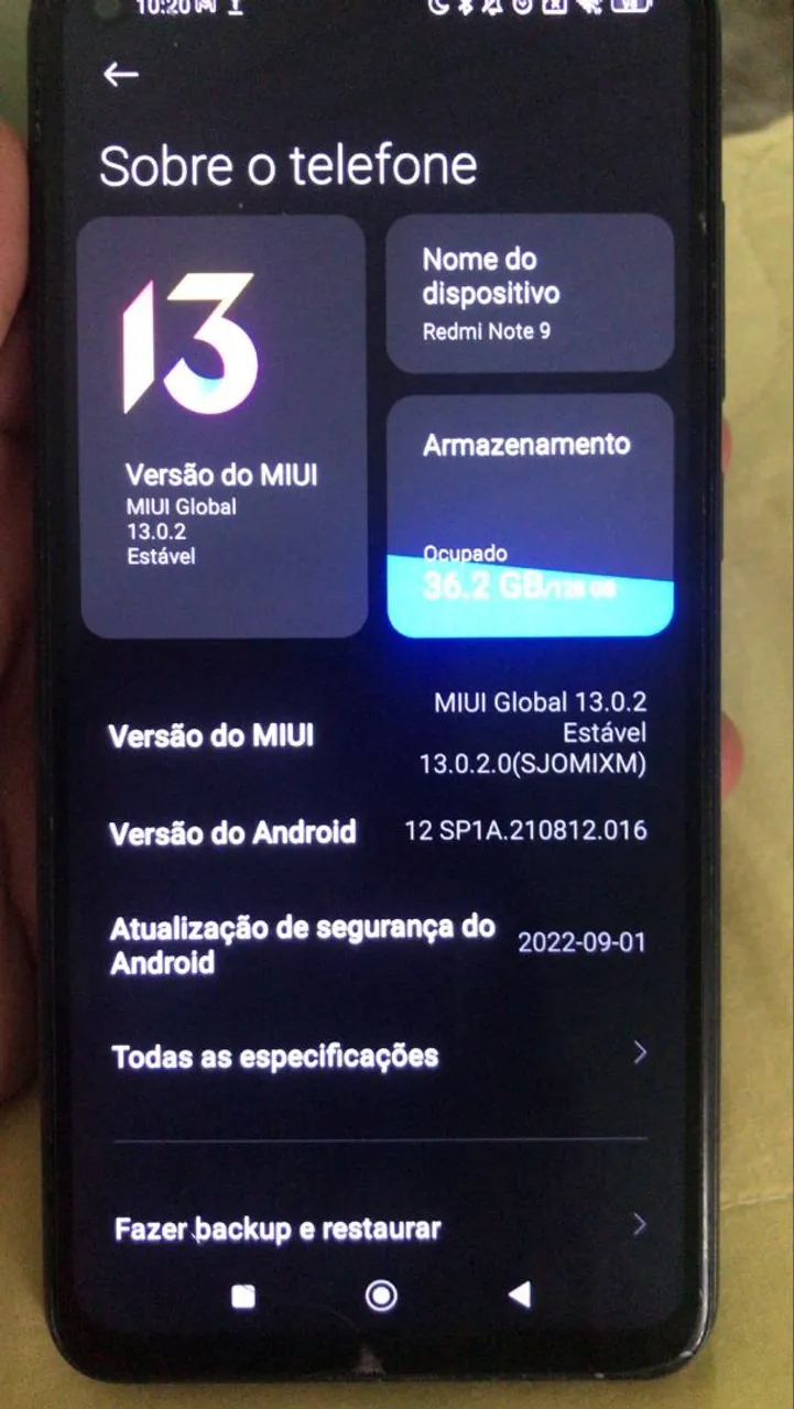 Redmi not 9, 128 gb