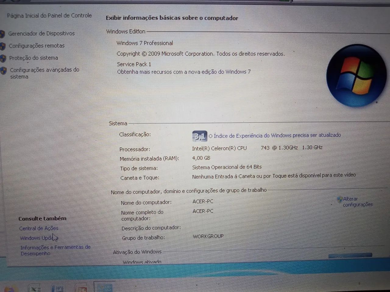 Notebook Acer Aspire 1410 - Celeron -  3gb HD 160 - Foto 5