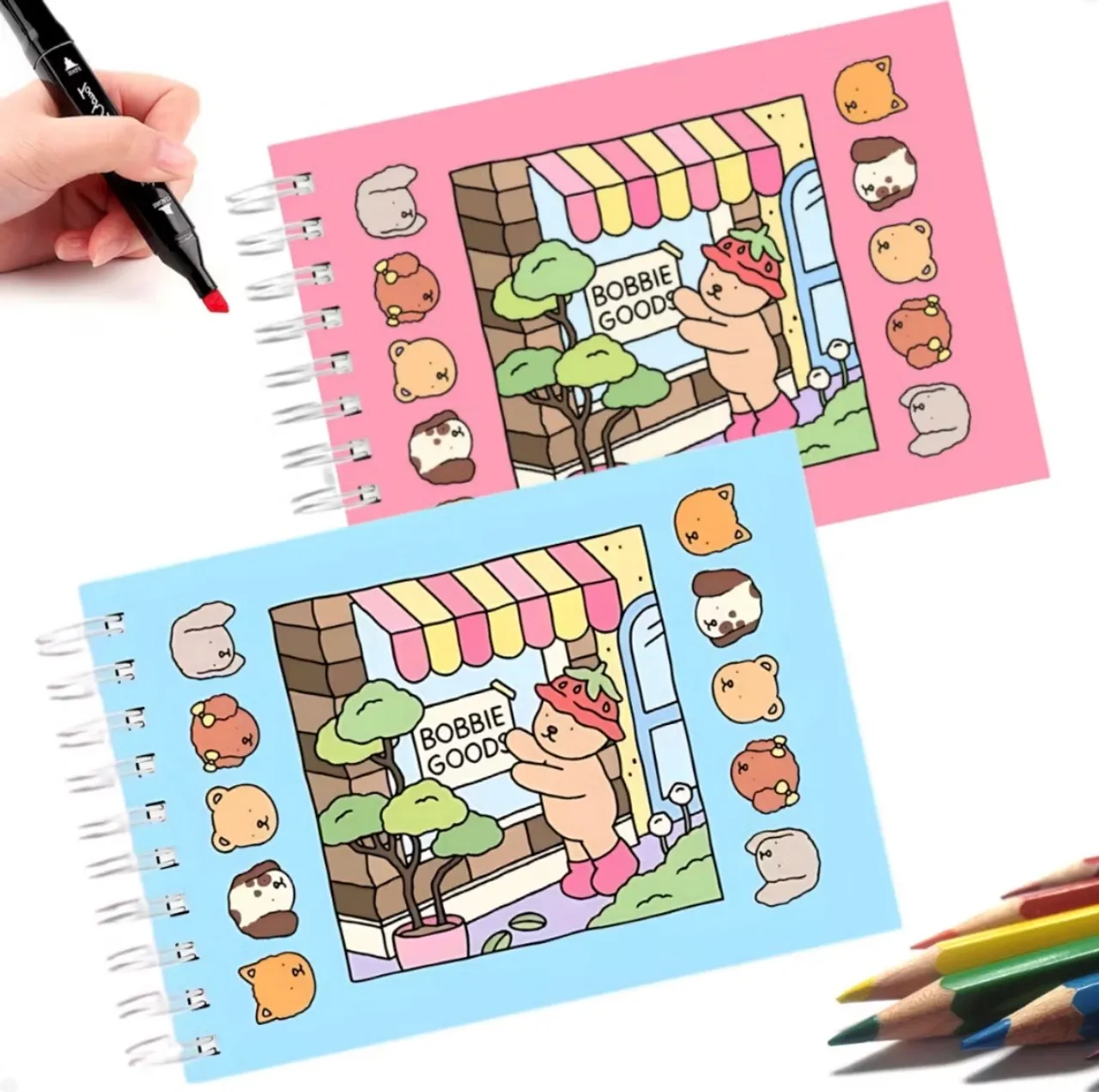 Livro de Colorir | Bobbie Goods | Capa Dura | Azul | Rosa
