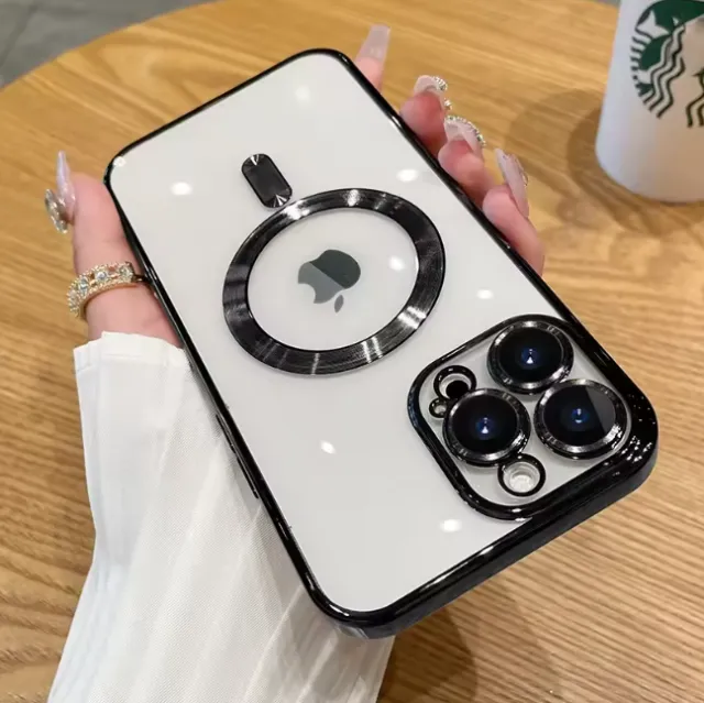 [Novo] - Capinha iPhone 15 Pro, Magnética, Proteção, Transparente, Magsafe, Celular, Preto