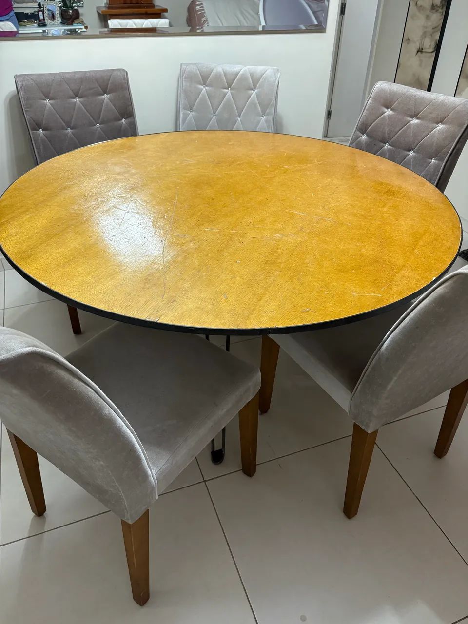 Mesa redonda pés dobráveis para área de lazer, buffet  - Foto 3