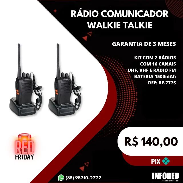 Rádio comunicador Walkie talkie BF-777S
