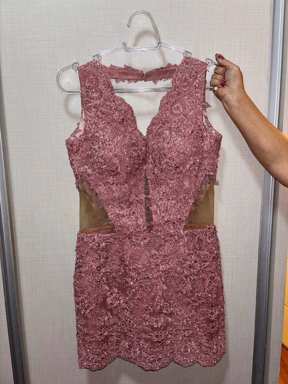 VESTIDO DE FESTA ROSA SECO