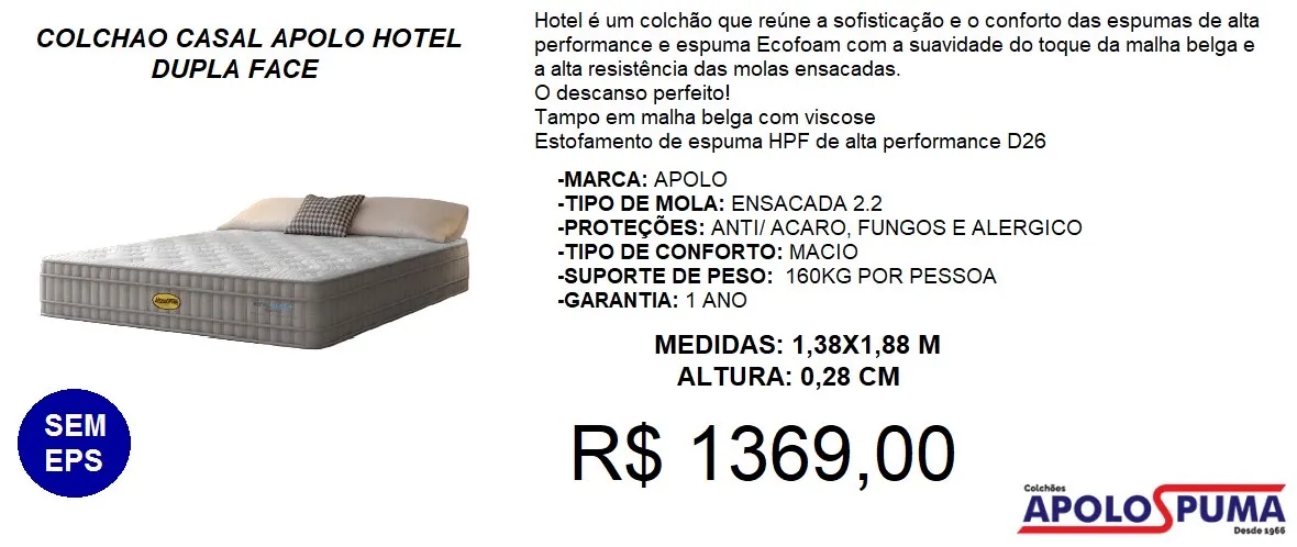 Colchão mola R$ 1369,00 - a pronta entrega