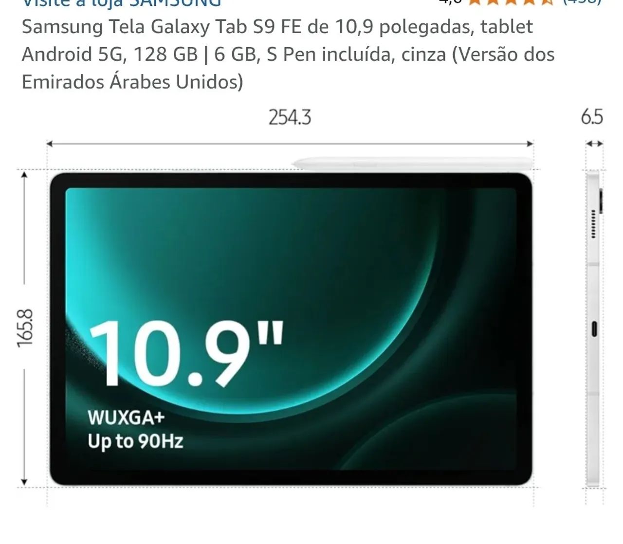 Samsung Galaxy Tab S9 FE 10.9 Wi-Fi 128GB Cinza
