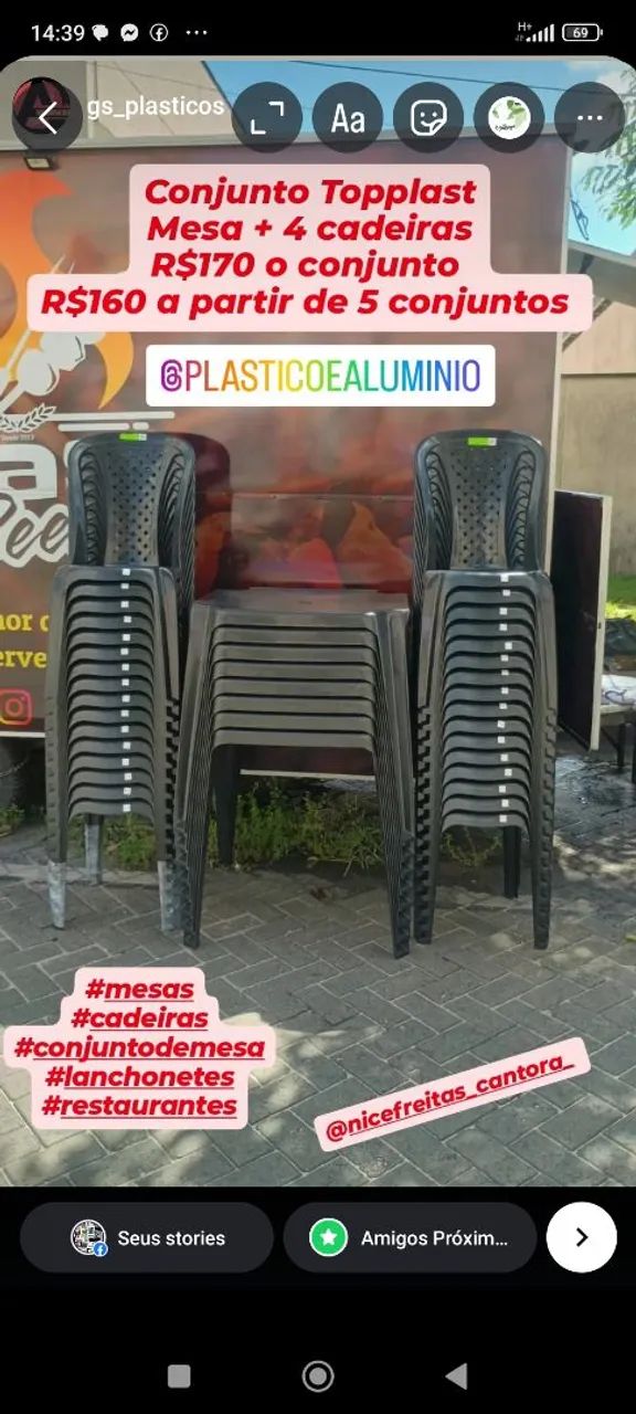 Conjunto de Mesa e Cadeiras Topplast para Lanchonete