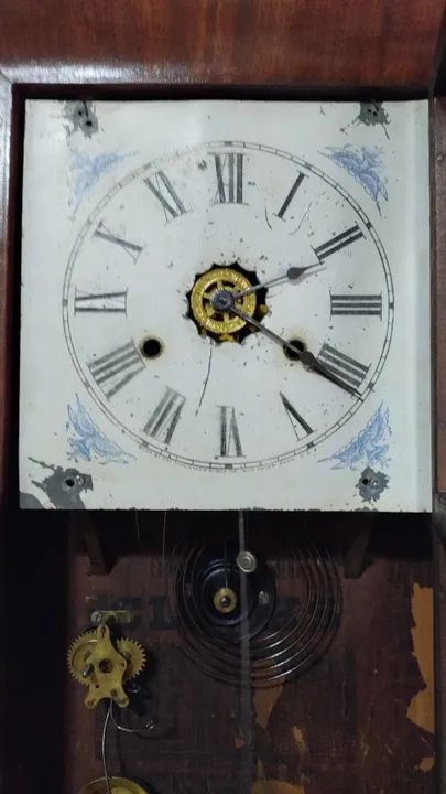 Relógio De Parede Antigo Americano New Haven - Foto 3