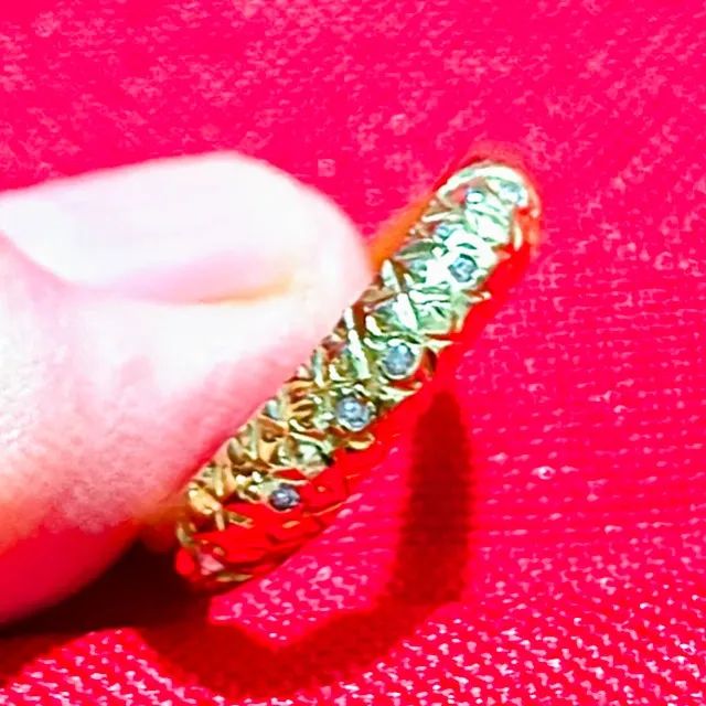 Anel Bombê de Ouro Amarelo Com Diamantes - Foto 4