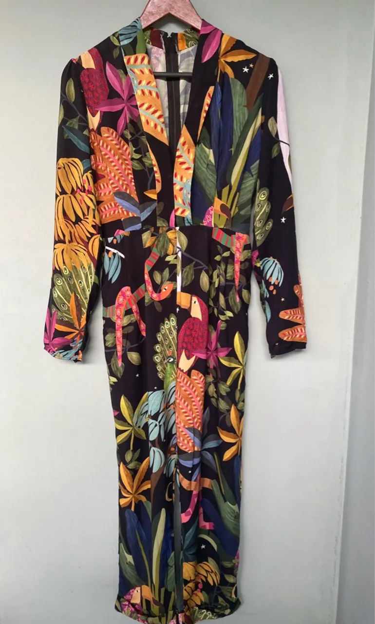 Macacão Longo Estampado Tropical Farm M