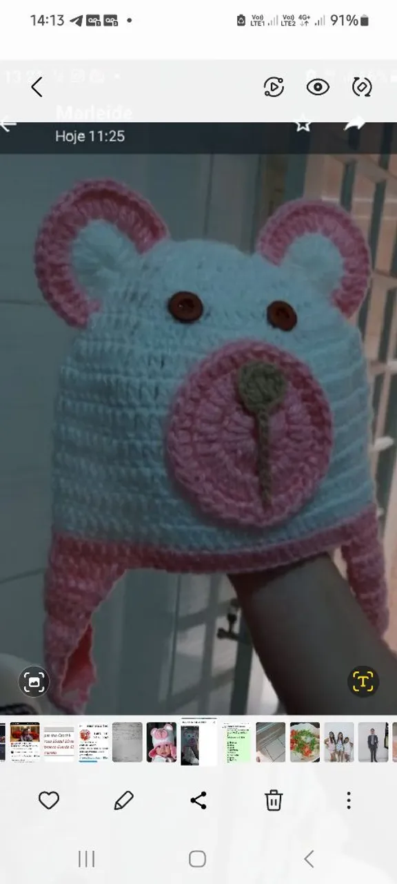 Touca de crochê de urso para bebê