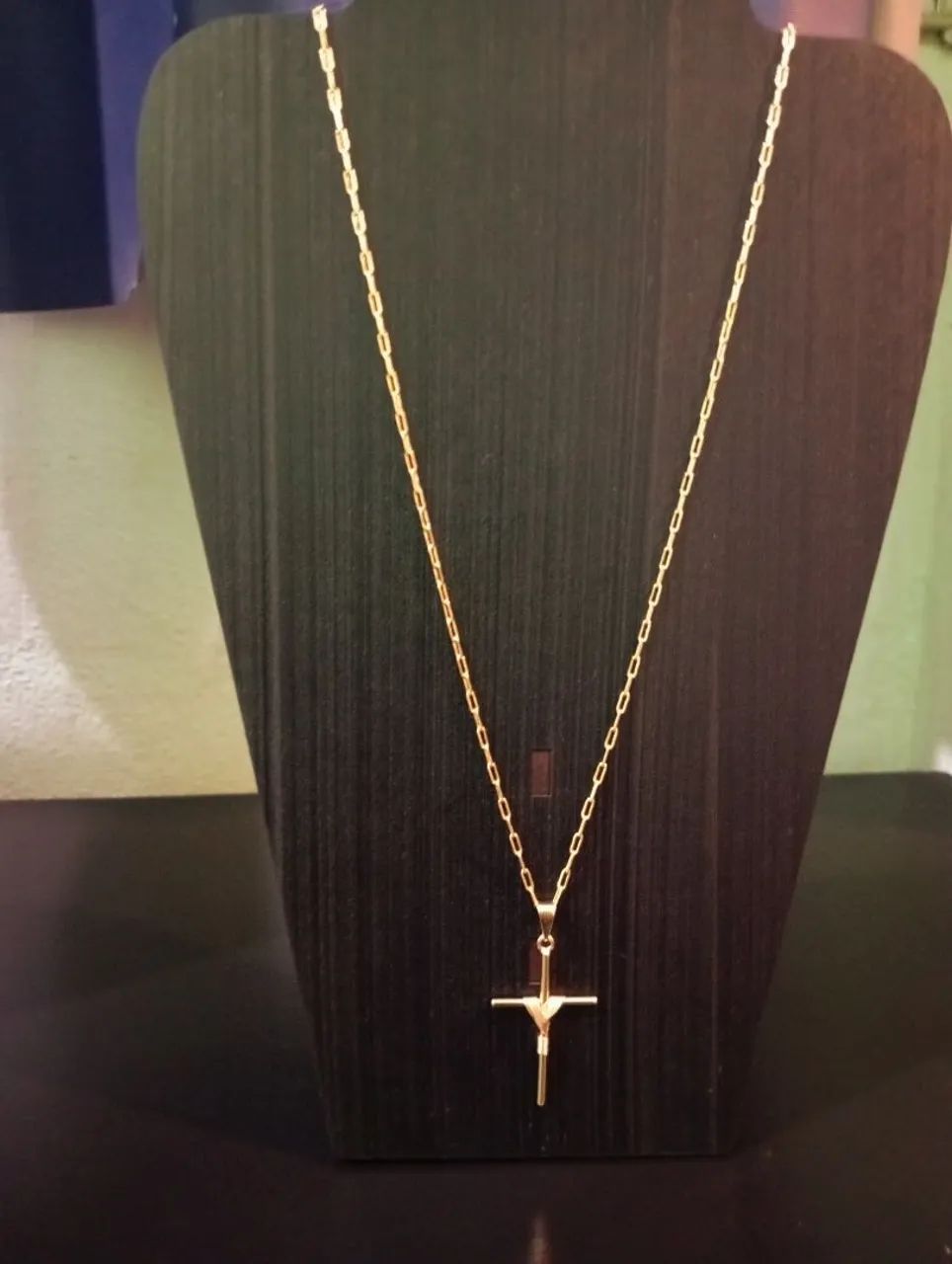 Corrente cartier+ pingente crucifixo trançado 