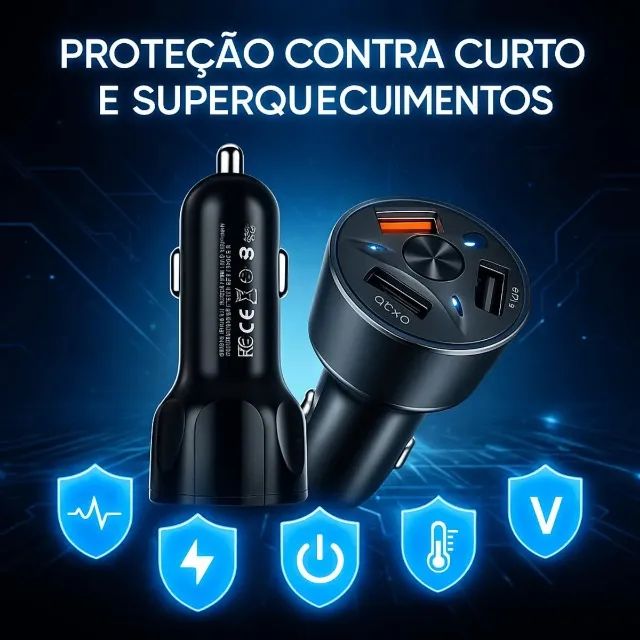 Carregador Veicular Turbo 2 Usb e 1 Tipo-C 55w Recarga Rápida Isqueiro - Foto 5