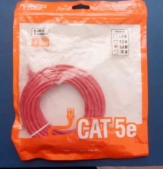 CABO DE REDE CAT 5E COMPRIMENTO 5,O M NOVO LACRADO FRETE GRÁTIS PARA MACEIÓ