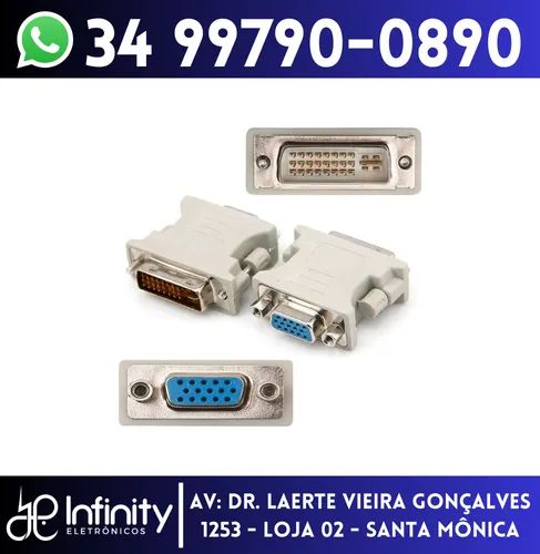 Adaptador Conector Dvi Macho (24+5) para Vga Fêmea 