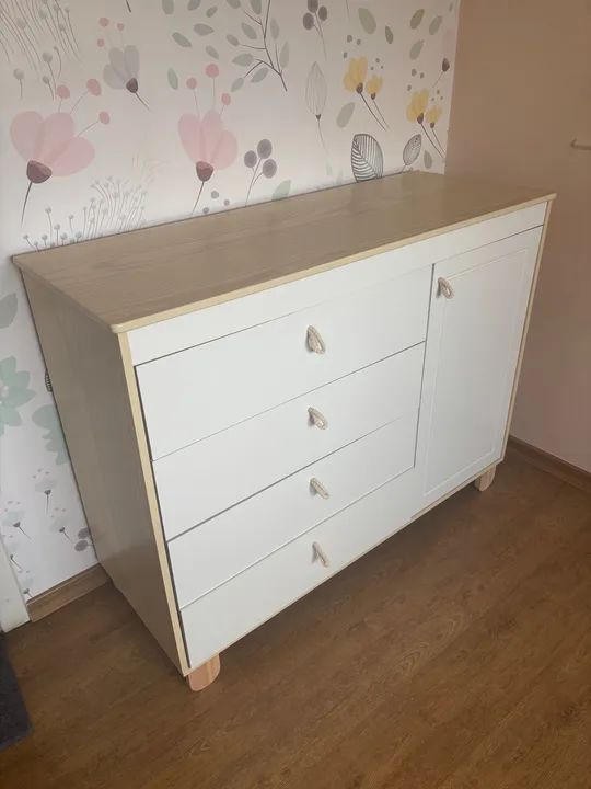 Cômoda Infantil Branca com 4 Gavetas e Portas - Foto 2