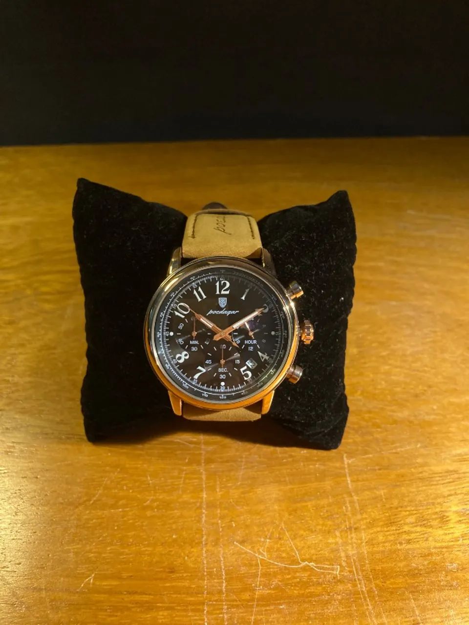 Relogio Luxo Poedagar P808 Cronografo Funcional Masculino Couro