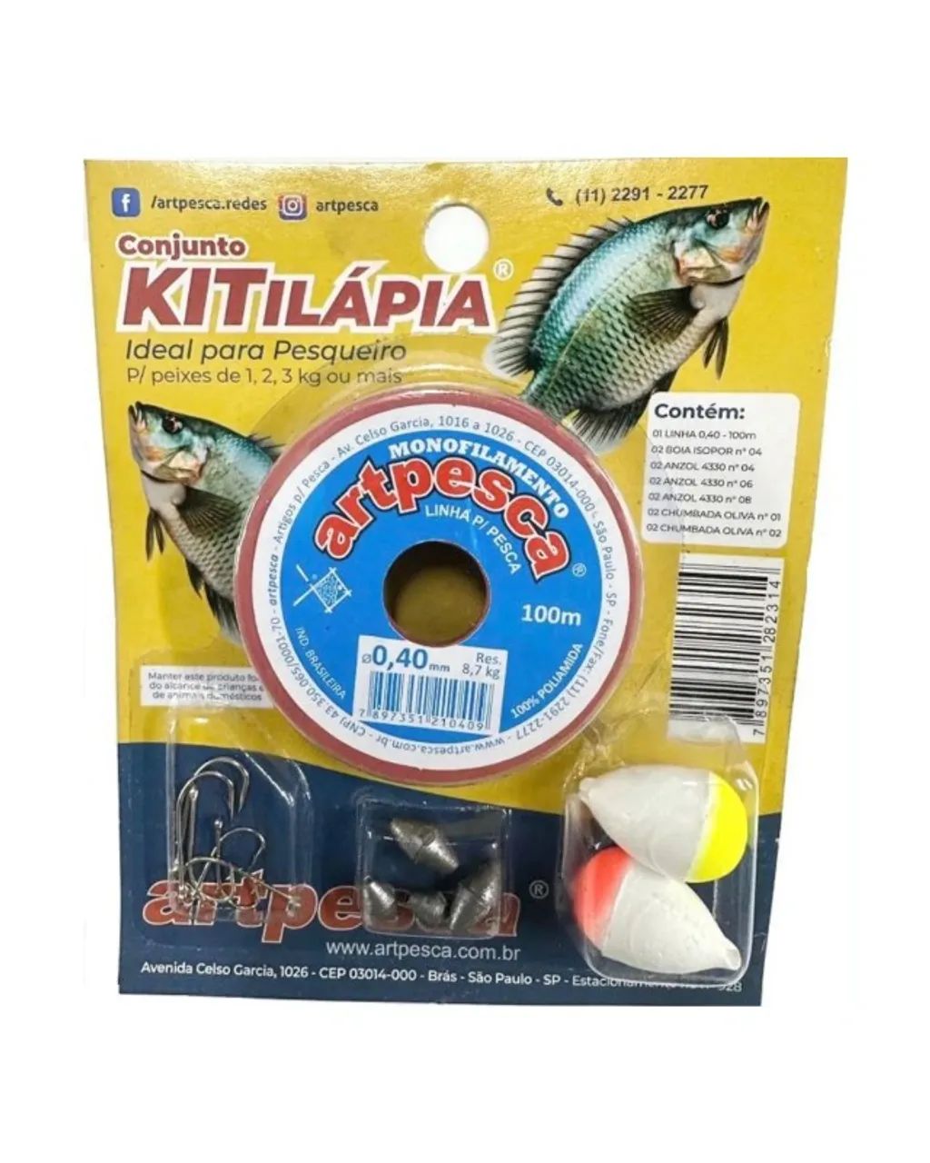 Kit Pesca Linha 0,40 Anzol Boia ArtPesca - Foto 3