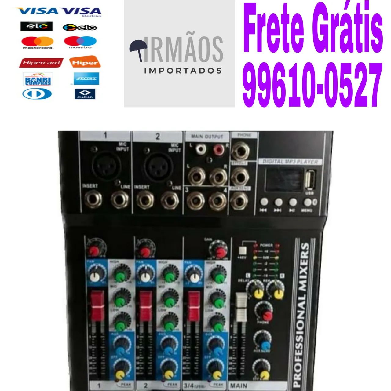 Mesa de Som com 4 Canais Bluetooth Mixing Live