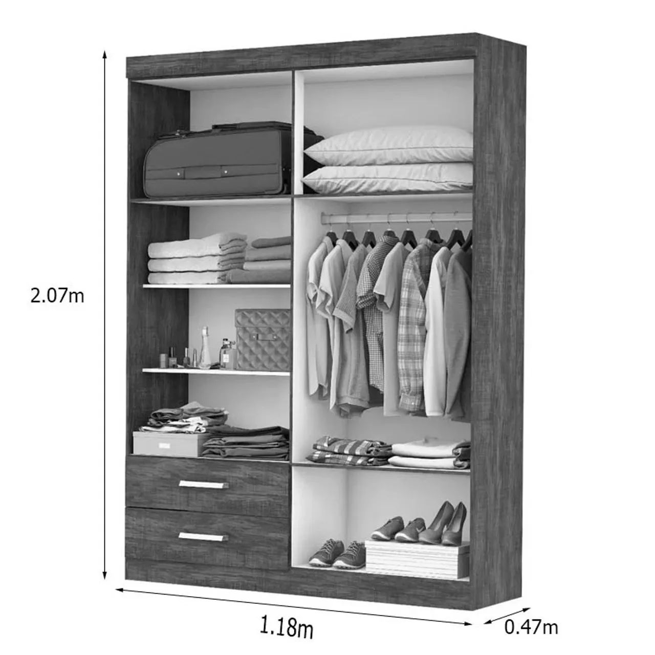 Guarda-Roupa 4 Portas com Espelho e 2 Gavetas rf442 - Foto 3