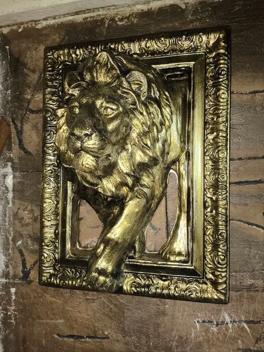 Moldura Quadro Parede Rei Leão 3d 45cm Leão Judá Gesso 3d