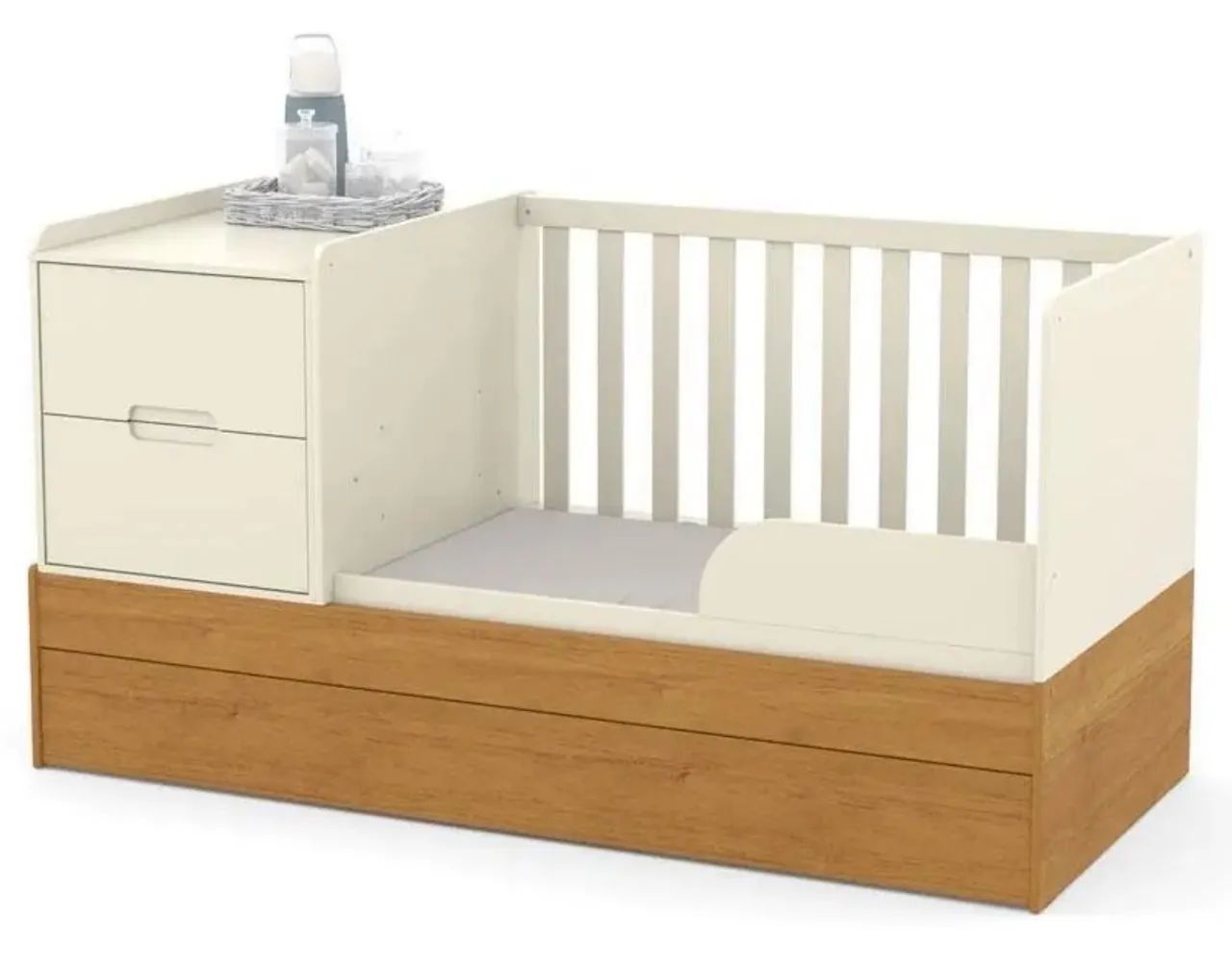 Berço Premium + Cama Auxiliar + Brinde Colchão - Formare Off White  - Foto 2