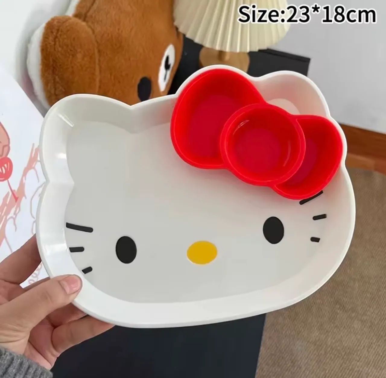 Lindo Prato hello Kitty com divisória para molho - Utensílios Para